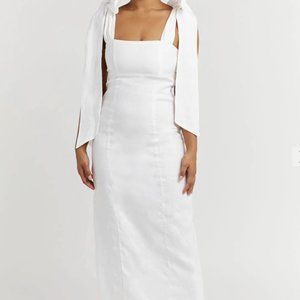 Dissh White Linen Bow Dress